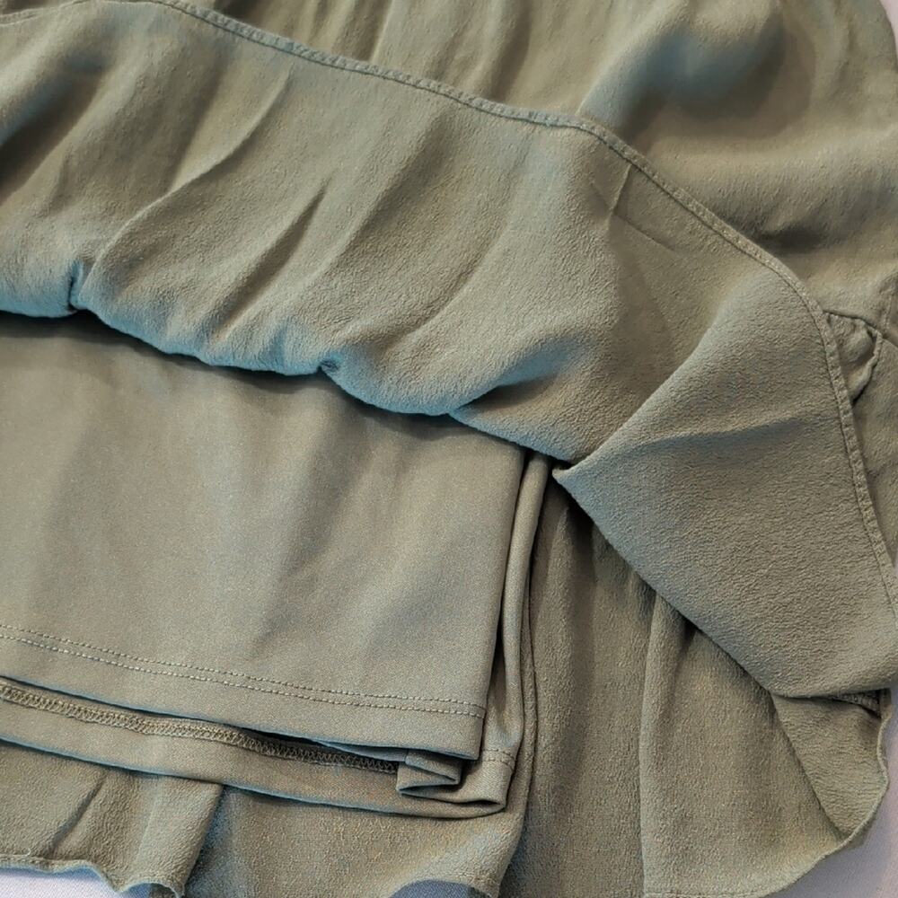 Girls XL Olive Green Wrap Style Dress Ruffle Sleeve Tiered Casual Boho Youth - Picture 9 of 10
